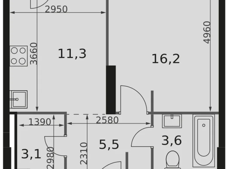 Квартира 1 комната 41 м² Северо-Западный административный округ, Россия