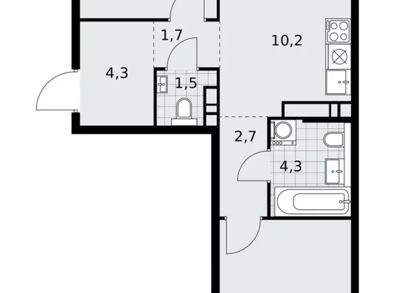 Apartamento 3 habitaciones 59 m² poselenie Sosenskoe, Rusia