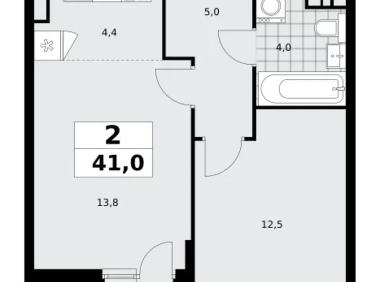 Wohnung 2 Zimmer 41 m² Moskau, Russland