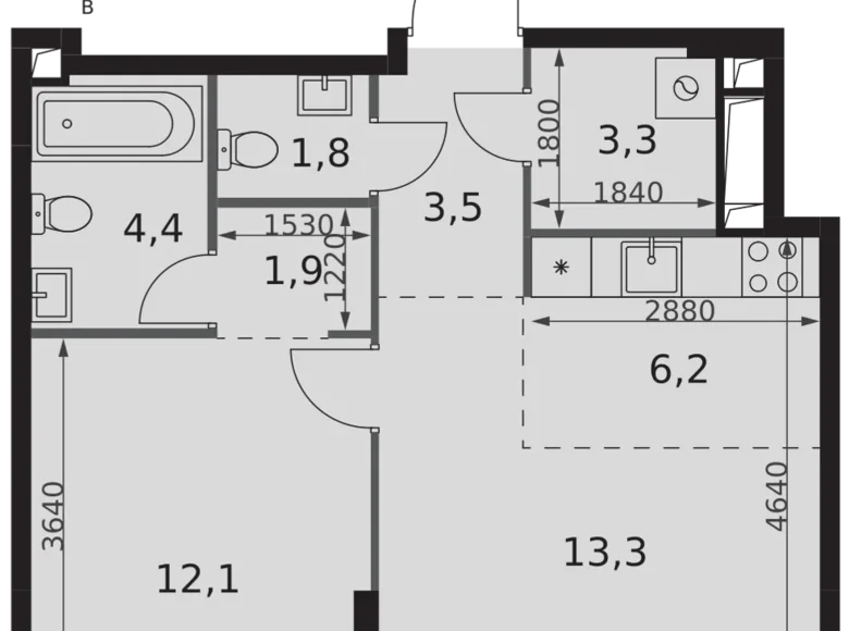 Wohnung 2 zimmer 47 m² Nordwestlicher Verwaltungsbezirk, Russland