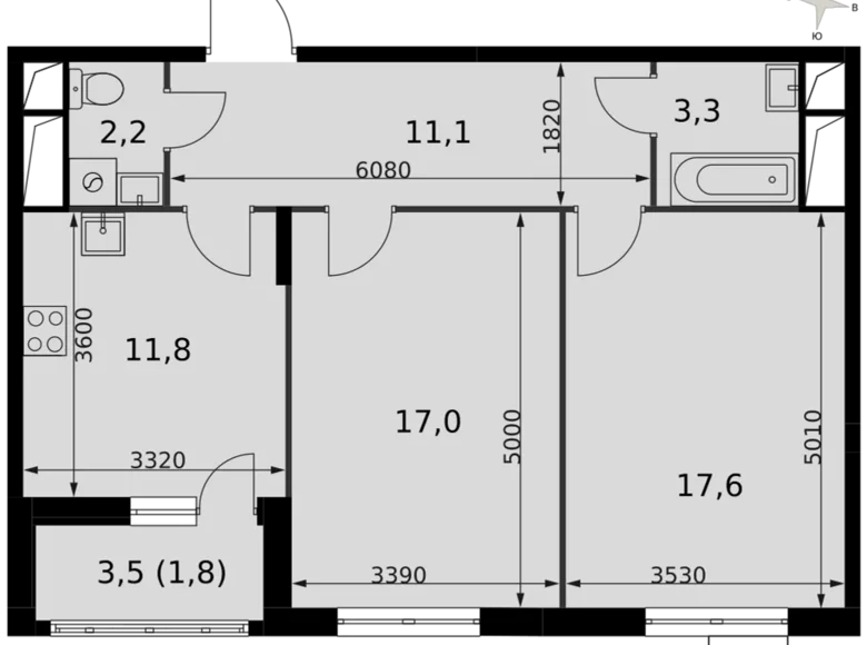 Квартира 2 комнаты 65 м² Развилка, Россия