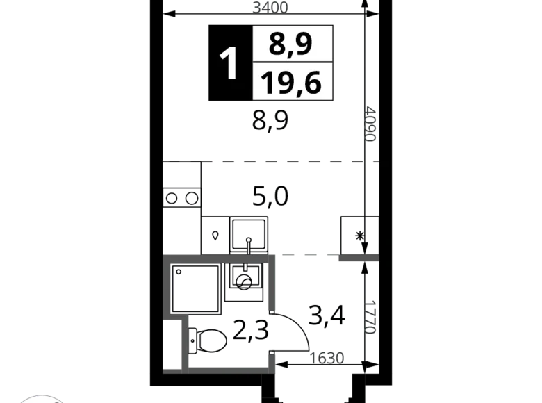 Appartement 1 chambre 20 m² Potapovo, Fédération de Russie