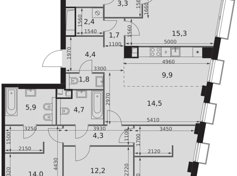 Mieszkanie 5 pokojów 114 m² North-Western Administrative Okrug, Rosja