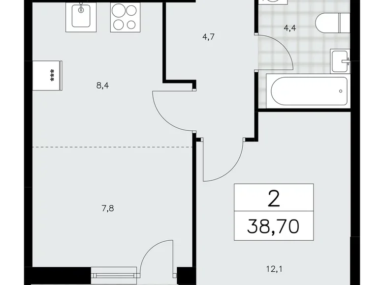 Mieszkanie 2 pokoi 39 m² Moskwa, Rosja