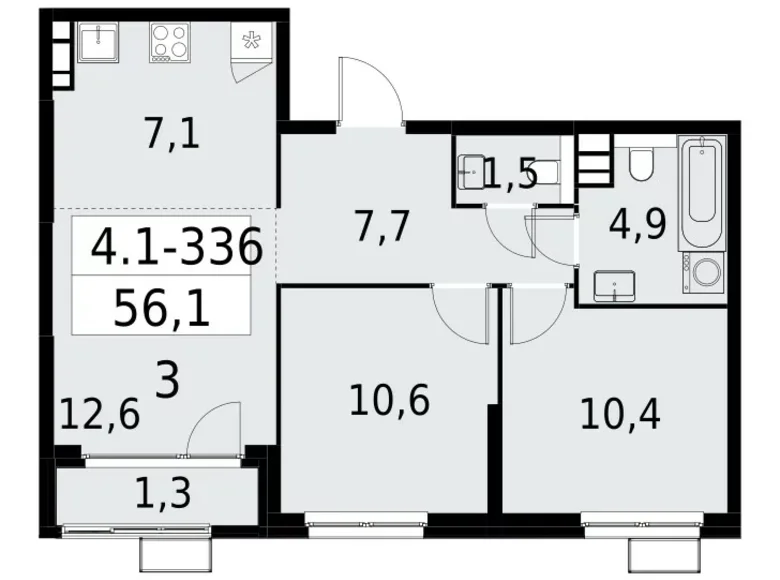 Wohnung 3 Zimmer 56 m² Südwestlicher Verwaltungsbezirk, Russland