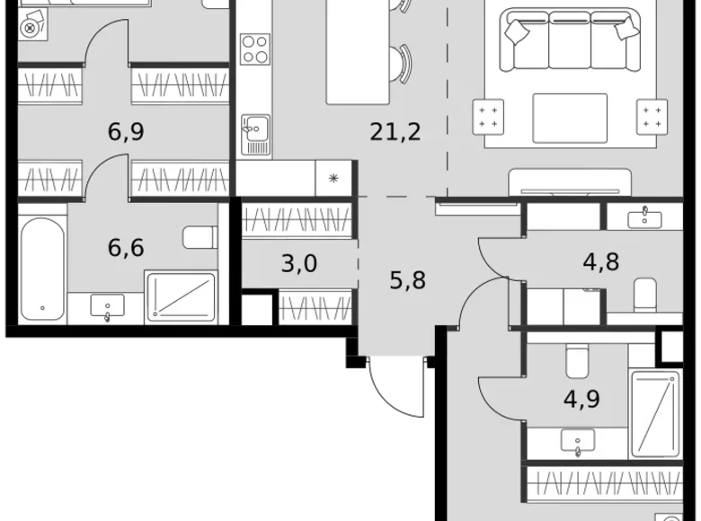 Wohnung 3 zimmer 109 m² Nordwestlicher Verwaltungsbezirk, Russland