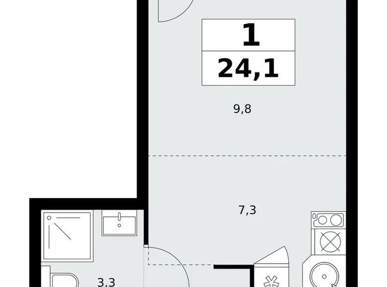 Wohnung 1 Zimmer 24 m² poselenie Sosenskoe, Russland