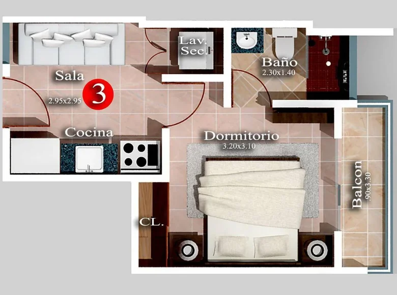 Wohnung 1 Schlafzimmer  Dominikanische Republik, Dominikanische Republik
