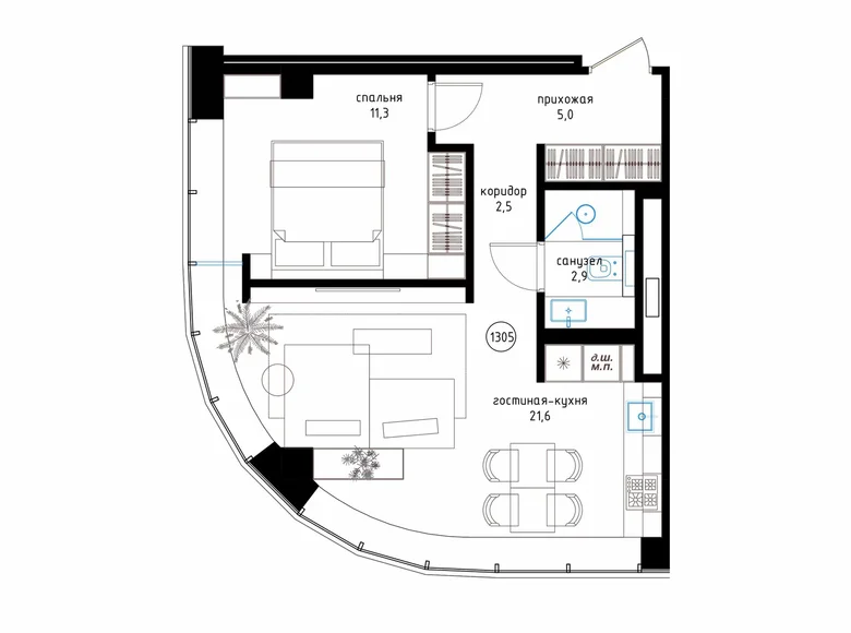 Студия 78 м² Копище, Беларусь