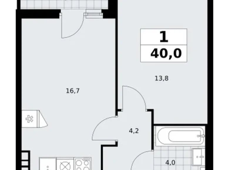 Apartamento 1 habitación 40 m² poselenie Sosenskoe, Rusia