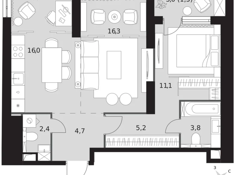 Mieszkanie 2 pokoi 61 m² Konkovo District, Rosja