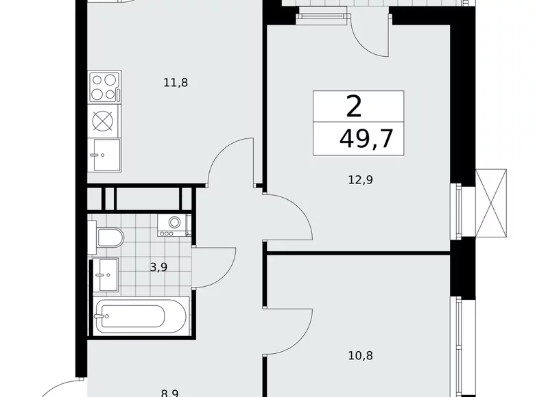 Appartement 2 chambres 50 m² Moscou, Fédération de Russie