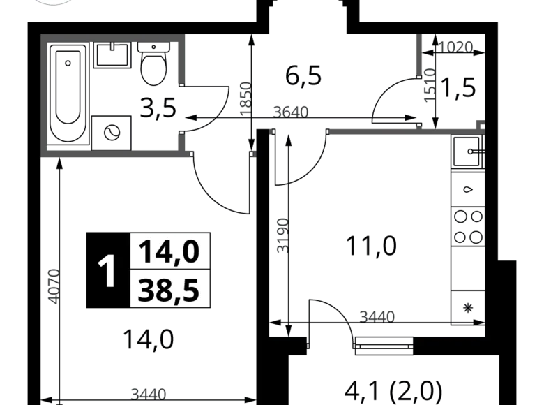 Mieszkanie 1 pokój 39 m² rejon leniński, Rosja