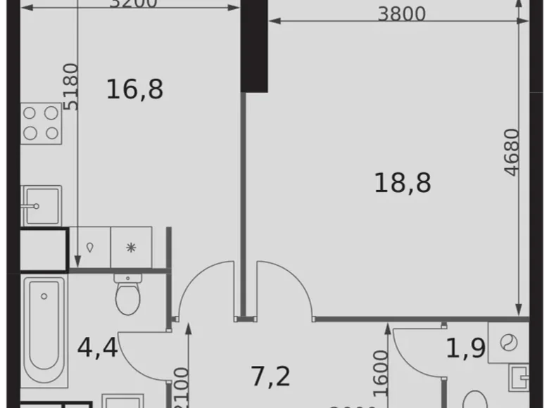 Apartamento 2 habitaciones 49 m² Konkovo District, Rusia