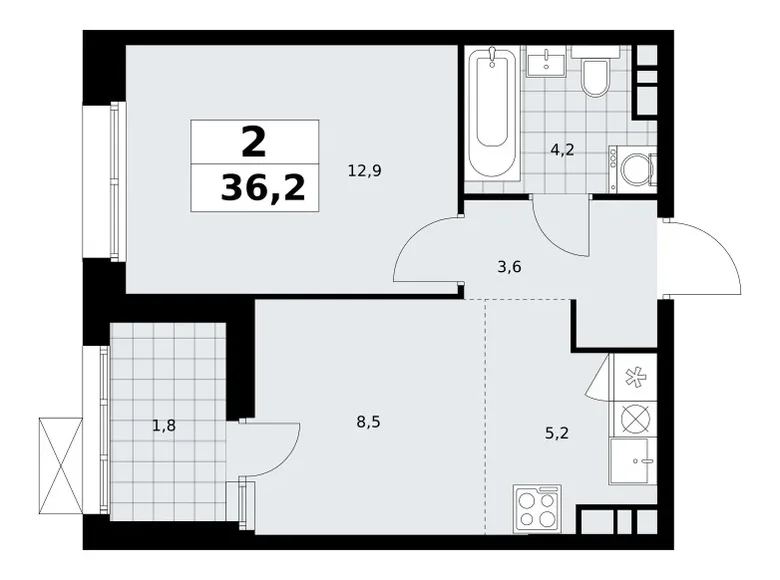 Mieszkanie 2 pokoi 36 m² poselenie Sosenskoe, Rosja