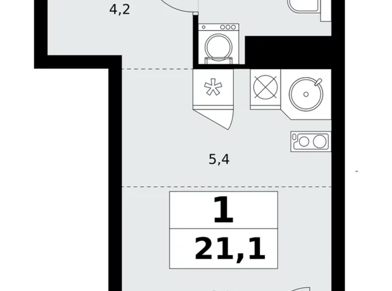 Квартира 1 комната 21 м² поселение Сосенское, Россия