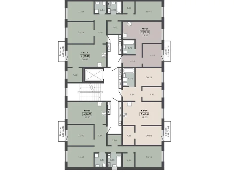 4 room apartment 80 m² Kalodziscanski sielski Saviet, Belarus