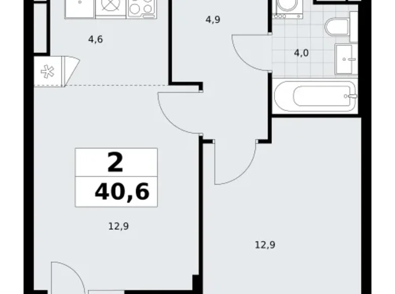 Wohnung 2 zimmer 41 m² Postnikovo, Russland