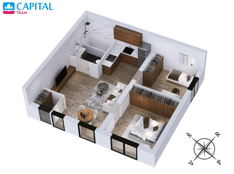 Apartamento 3 habitaciones 57 m² Vilna, Lituania