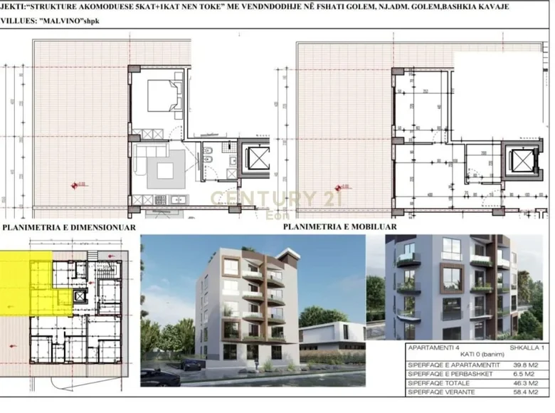 Пентхаус 2 комнаты 58 м² Golem, Албания