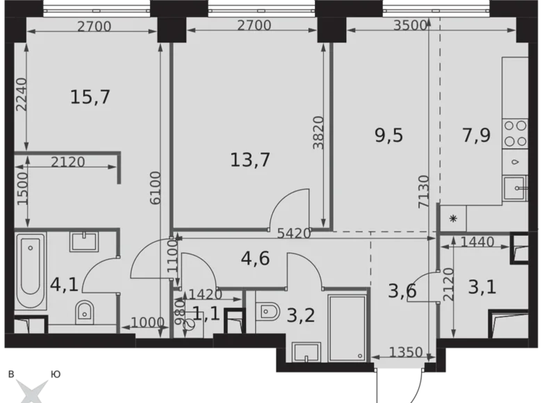 Wohnung 2 zimmer 67 m² Nordwestlicher Verwaltungsbezirk, Russland