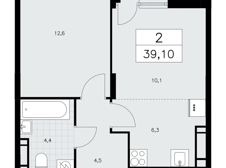 Appartement 2 chambres 39 m² poselenie Sosenskoe, Fédération de Russie