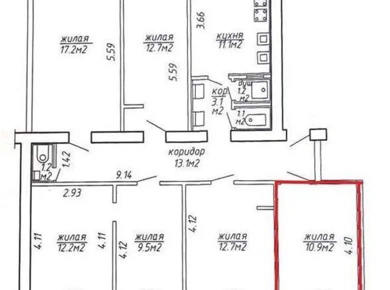 Wohnung 6 zimmer 106 m² Minsk, Belarus