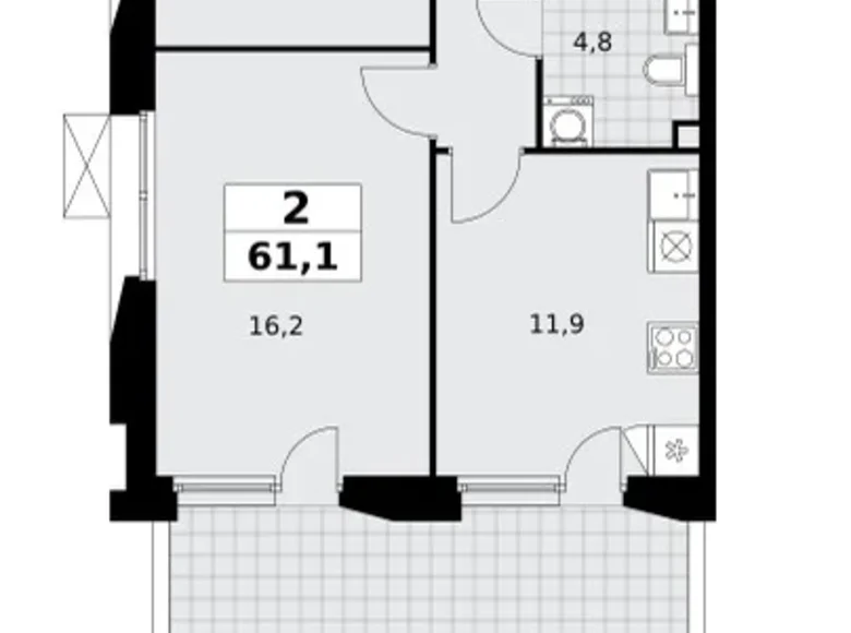 Wohnung 2 zimmer 61 m² poselenie Sosenskoe, Russland