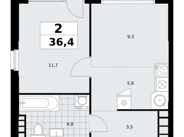 Appartement 2 chambres 36 m² South-Western Administrative Okrug, Fédération de Russie