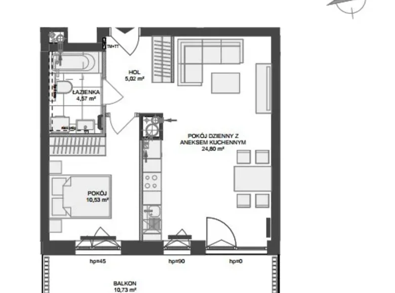 1 bedroom apartment 45 m² Gdansk, Poland