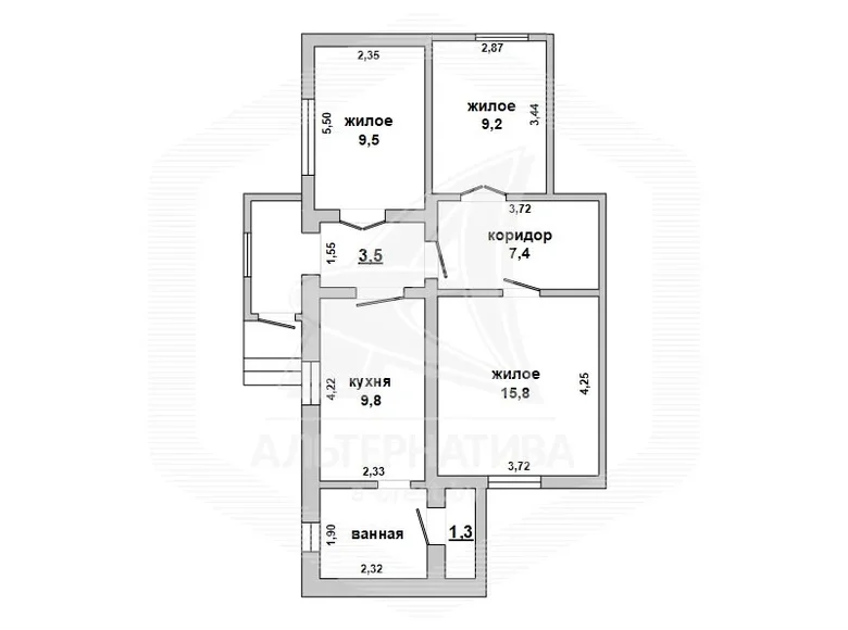 3 room apartment 58 m² Brest, Belarus