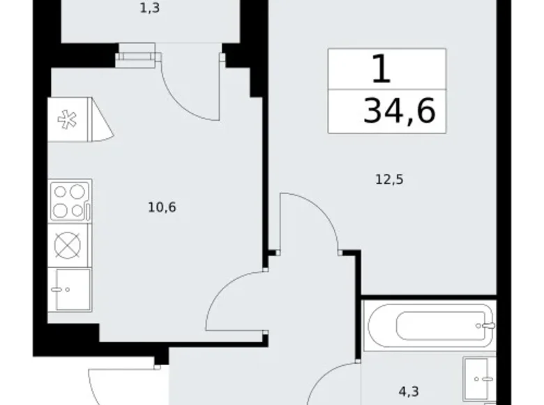 Wohnung 1 zimmer 35 m² Troizk, Russland