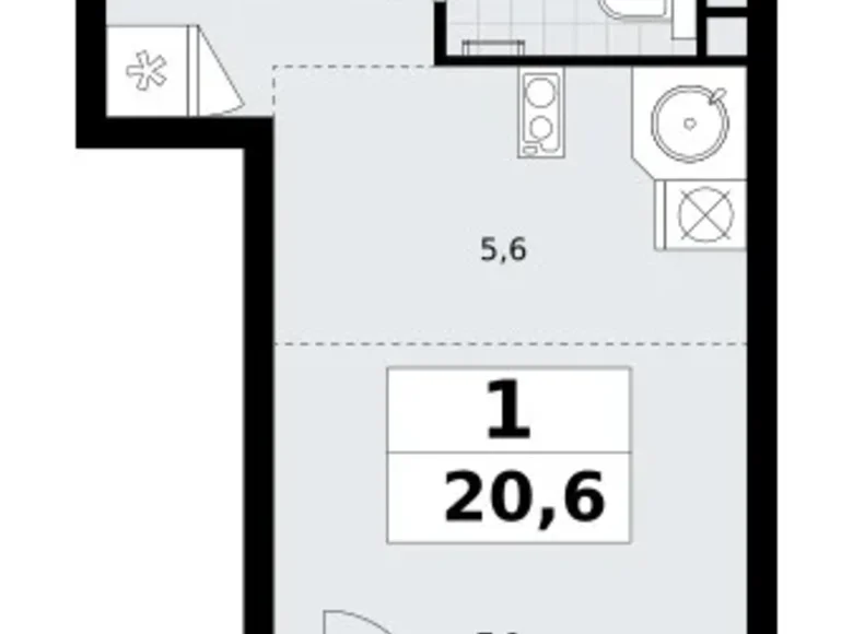 Wohnung 1 zimmer 21 m² Postnikovo, Russland