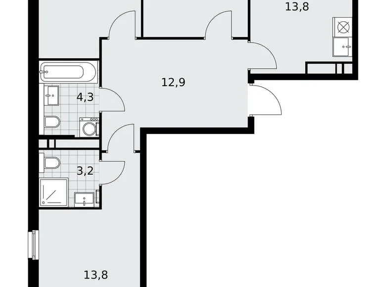 3 room apartment 73 m² poselenie Sosenskoe, Russia