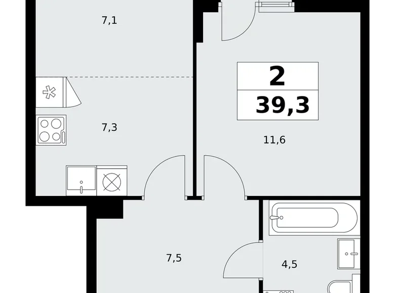 Wohnung 2 Zimmer 39 m² poselenie Sosenskoe, Russland