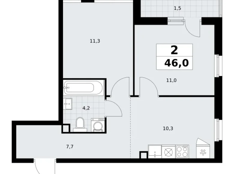 Wohnung 2 zimmer 46 m² Postnikovo, Russland