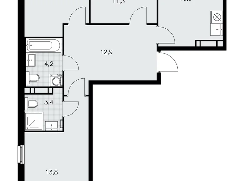 Wohnung 3 zimmer 73 m² poselenie Sosenskoe, Russland