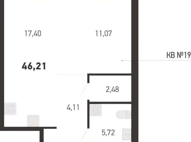 2 room apartment 46 m² Kopisca, Belarus