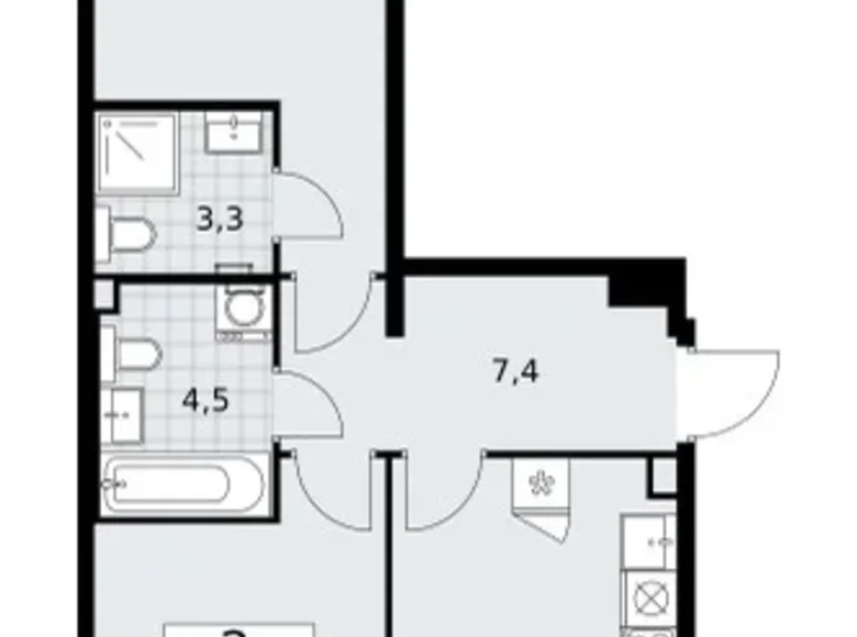 Appartement 2 chambres 60 m² Troïtsk, Russie
