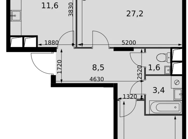 Wohnung 2 zimmer 68 m² Razvilka, Russland