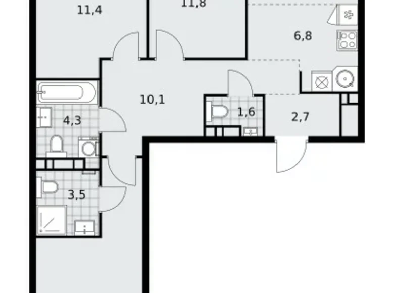 Apartamento 4 habitaciones 77 m² Moscú, Rusia