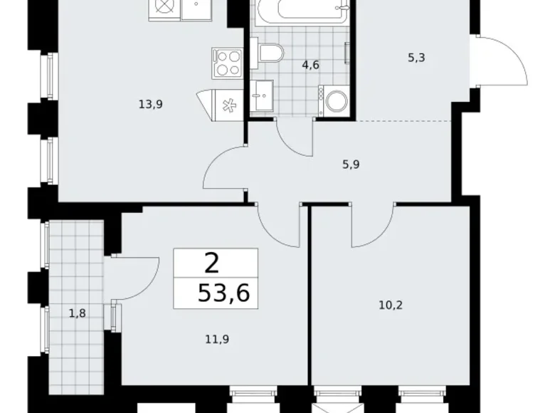 Apartamento 2 habitaciones 54 m² Troitsk, Rusia