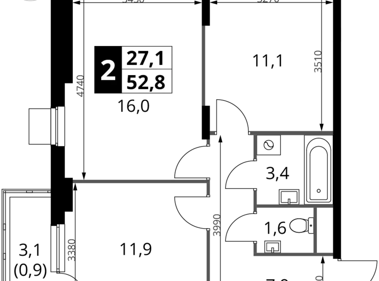 Appartement 2 chambres 53 m² Potapovo, Fédération de Russie