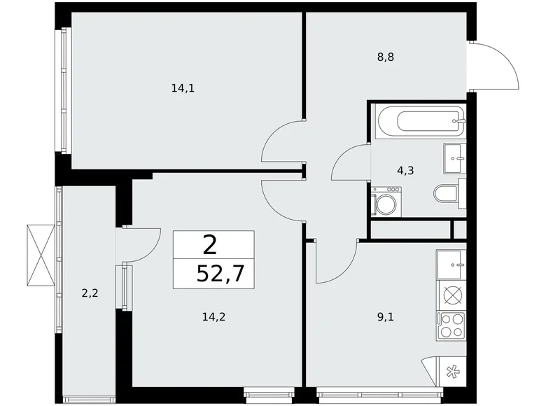 Wohnung 2 Zimmer 53 m² poselenie Sosenskoe, Russland