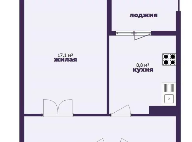 1 room apartment 43 m² Zhodzina, Belarus