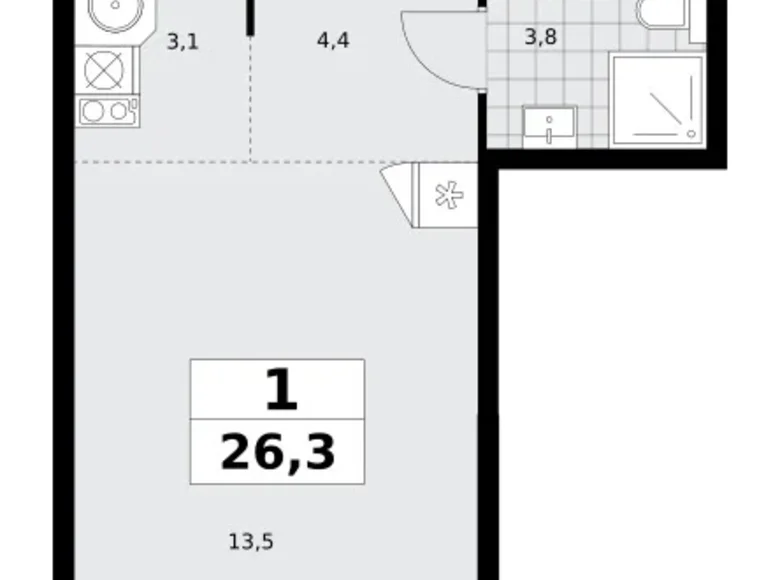 Wohnung 1 zimmer 26 m² poselenie Sosenskoe, Russland