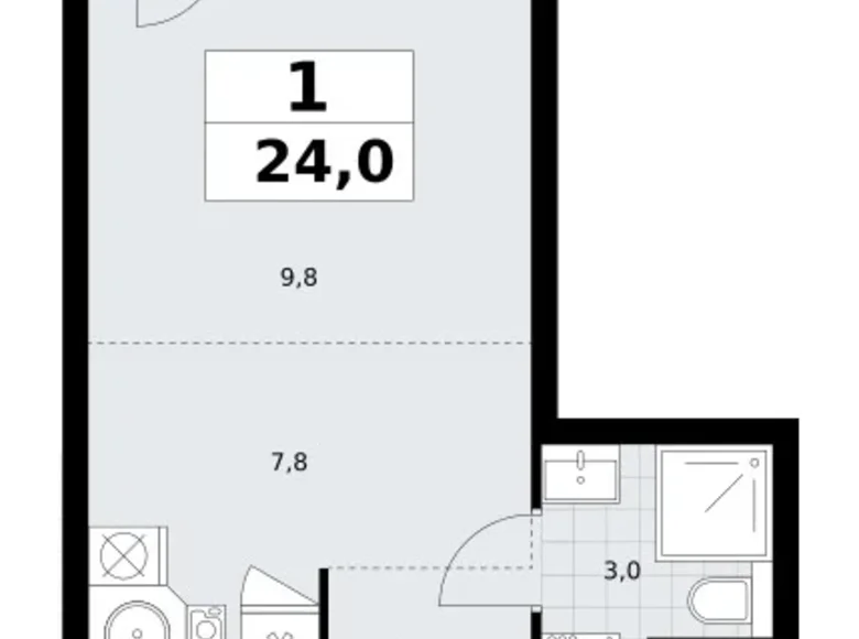 Appartement 1 chambre 24 m² Postnikovo, Fédération de Russie