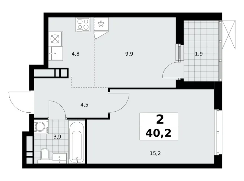 Apartamento 2 habitaciones 40 m² Moscú, Rusia