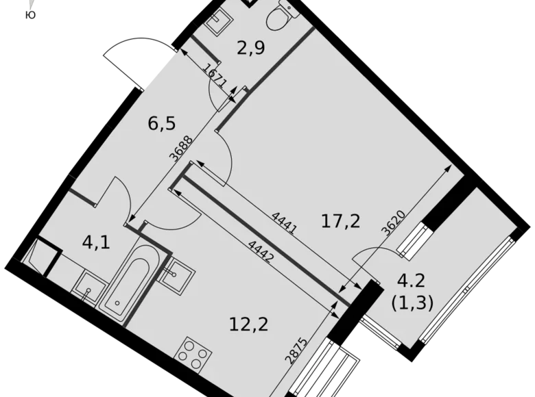 Apartamento 1 habitación 44 m² Razvilka, Rusia