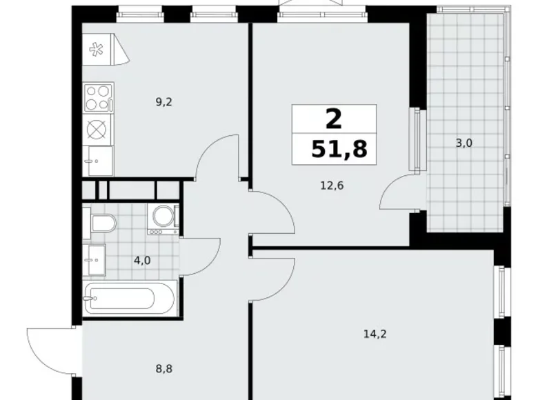 Wohnung 2 zimmer 52 m² Moskau, Russland